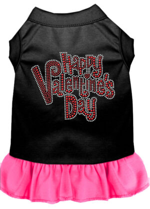 Happy Valentines Day Rhinestone Dress Black With Bright Pink Xxl