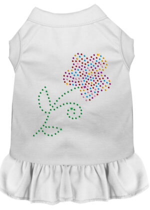 Rhinestone Multi Flower Dress White Med