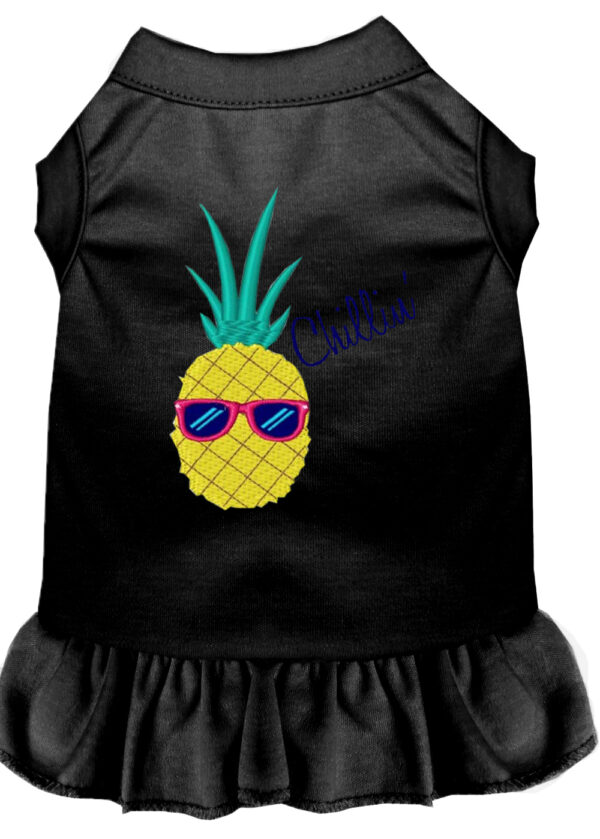 Pineapple Chillin Embroidered Dog Dress Black Xxxl