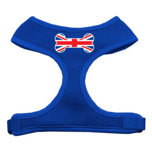 Bone Flag Uk Screen Print Soft Mesh Pet Harness Blue Small