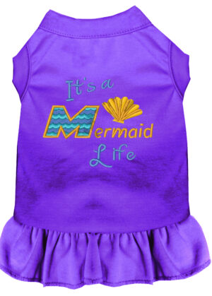Mermaid Life Embroidered Dog Dress Purple Lg