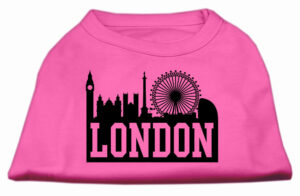 London Skyline Screen Print Shirt Bright Pink Xxl