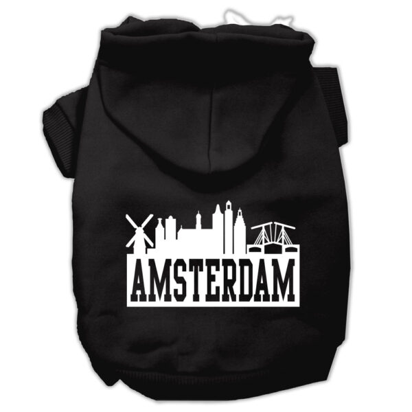 Amsterdam Skyline Screen Print Pet Hoodies Black Size Xxl (18)