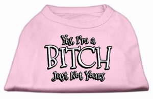 Yes Im A Bitch Just Not Yours Screen Print Shirt Light Pink Lg