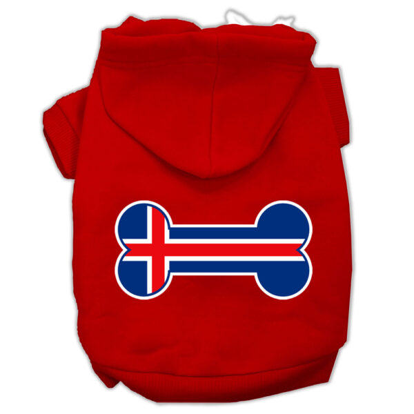 Bone Shaped Iceland Flag Screen Print Pet Hoodies Red Size Xxl (18)