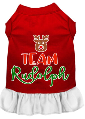Team Rudolph Screen Print Dog Dress Red With White Xxxl
