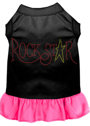 Rhinestone Rockstar Dress Black With Bright Pink Lg