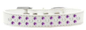 Sprinkles Dog Collar Pearl And Purple Crystals Size 20 White