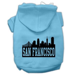 San Francisco Skyline Screen Print Pet Hoodies Baby Blue Size Xxxl (20)