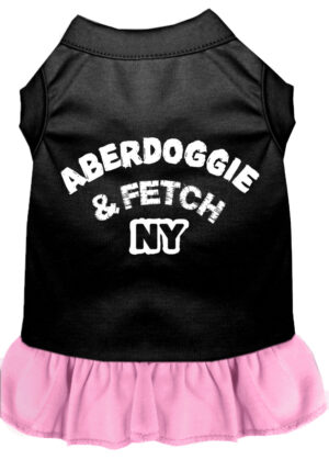 Aberdoggie Ny Screen Print Dog Dress Black With Light Pink Xl (16)