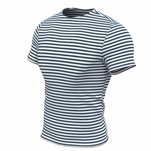 Genuine Striped Short Sleeved T-Shirt Top Cotton Sailor Shirt Navy Blue Original Telnyashka Тельняшка XS