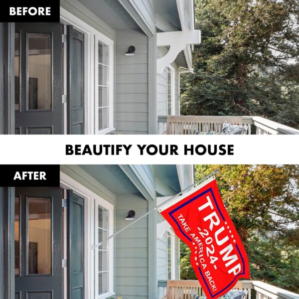 G128 Combo Pack: Flag Pole 6 FT Silver Tangle Free & Trump 2024 "Take America Back" Red Flag 3x5 FT Printed 150D Polyester - Image 3