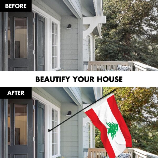 G128 Combo Pack: 6 Ft Tangle Free Spinning Flagpole (Black) & Lebanon Flag 3x5 Ft Printed 150D Polyester, Brass Grommets (Flag Included) Aluminum Flag Pole - Image 3