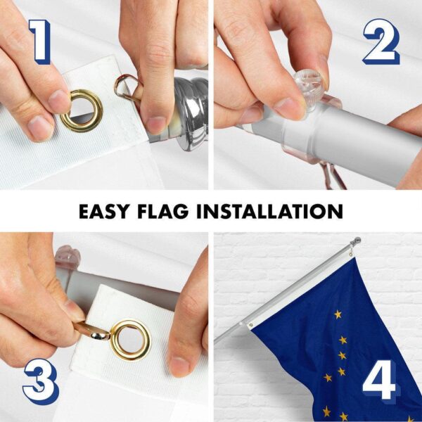 G128 Combo Pack: 6 Ft Tangle Free Spinning Flagpole (Silver) & Alaska Flag 3x5 Ft Embroidered 220GSM Spun Polyester, Brass Grommets (Flag Included) Aluminum Flag Pole - Image 7
