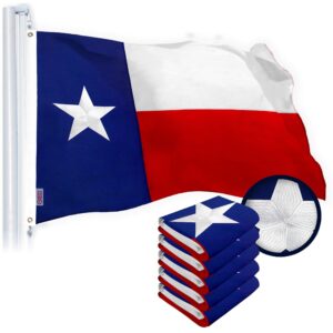 G128 Texas State Flag 2.5x4 FT 5-Pack Embroidered Stars Sewn Stripes Heavy Duty 220GSM Tough Spun Polyester Quality with Brass Grommets
