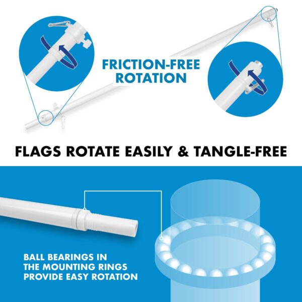 G128 - 6 Feet Tangle Free Spinning Flagpole (White) Ohio Flag Brass Grommets Embroidered 3x5 ft (Flag Included) Aluminum Flag Pole - Image 9