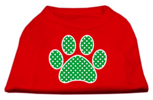 Green Swiss Dot Paw Screen Print Shirt Red Xxxl (20)
