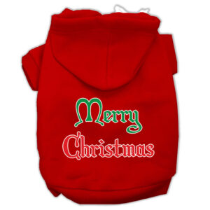 Merry Christmas Screen Print Pet Hoodies Red Size Xs (8)