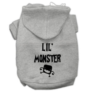 Lil Monster Screen Print Pet Hoodies Grey Size Xl (16)