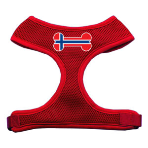 Bone Flag Norway Screen Print Soft Mesh Pet Harness Red Large
