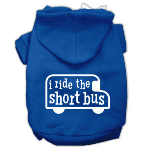 I Ride The Short Bus Screen Print Pet Hoodies Blue Size Xl (16)