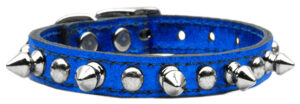 Metallic Chaser Leather Dog Collar Bluemtl 20