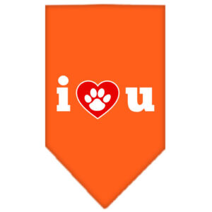 I Love U Screen Print Bandana Orange Large