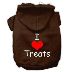 I Love Treats Screen Print Pet Hoodies Brown Size Xs (8)