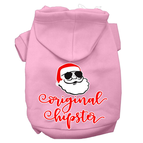 Original Hipster Screen Print Dog Hoodie Light Pink Xxxl(20)