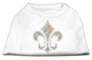 Holiday Fleur De Lis Rhinestone Shirts White Xl