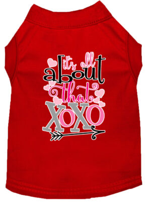 All About That Xoxo Screen Print Dog Shirt Red Lg