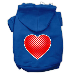 Red Swiss Dot Heart Screen Print Pet Hoodies Blue Size Xxxl (20)