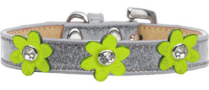 Metallic Flower Ice Cream Collar Silver With Metallic Lime Green Flowers Size 12