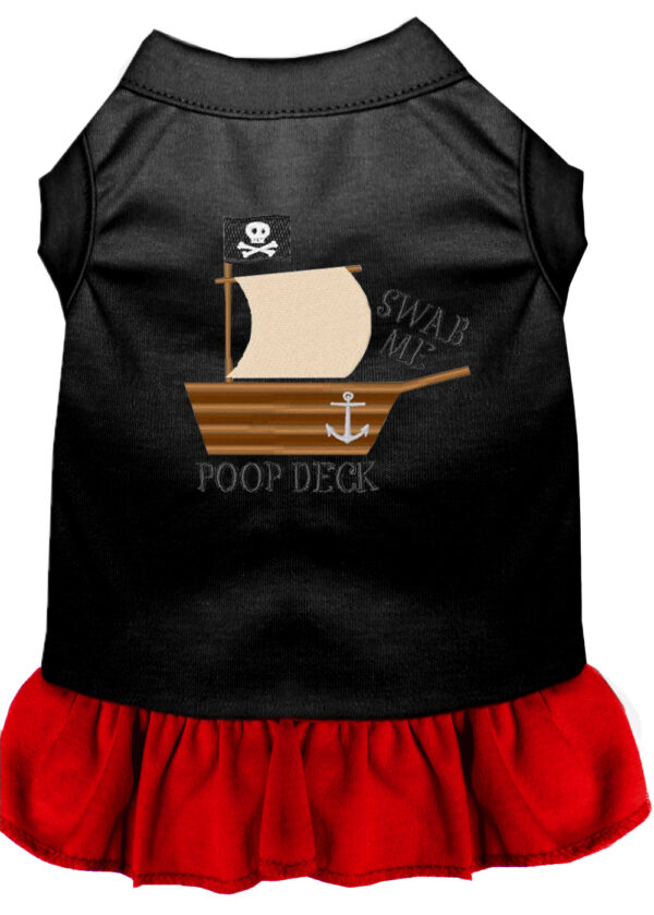 Poop Deck Embroidered Dog Dress Black With Red Sm