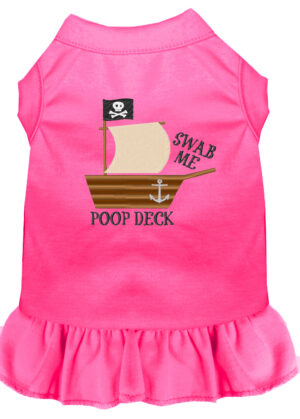 Poop Deck Embroidered Dog Dress Bright Pink Xxxl