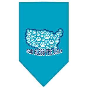 God Bless Usa Screen Print Bandana Turquoise Large