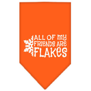 All My Friends Are Flakes Screen Print Bandana Orange Small