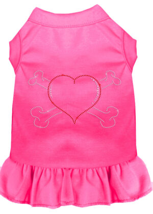 Rhinestone Heart And Crossbones Dress Bright Pink Med