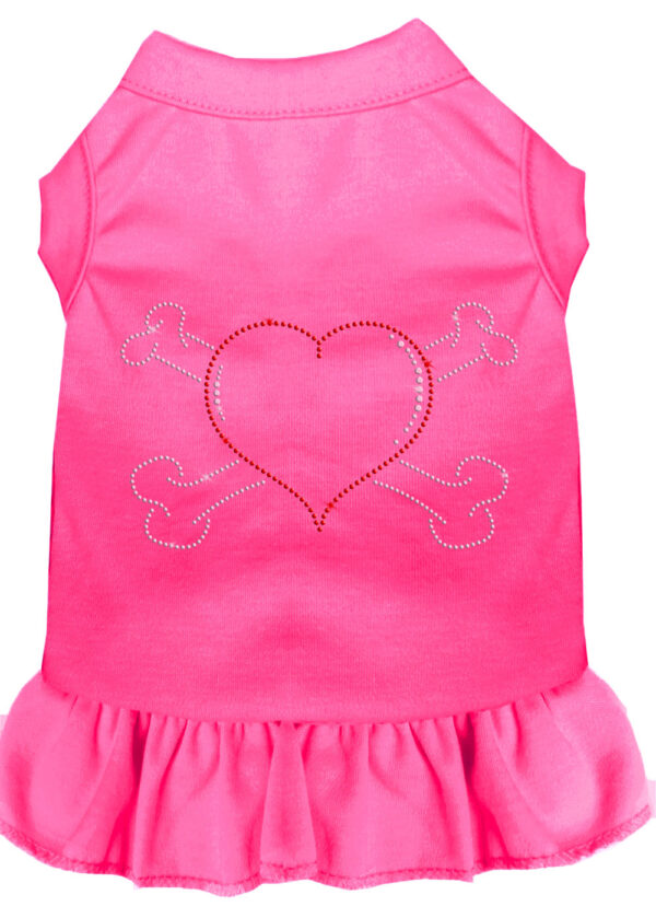 Rhinestone Heart And Crossbones Dress Bright Pink Med