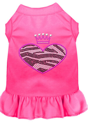 Zebra Heart Rhinestone Dress Bright Pink Sm