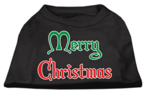 Merry Christmas Screen Print Shirt Black  Med