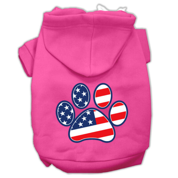 Patriotic Paw Screen Print Pet Hoodies Bright Pink Size Xl (16)