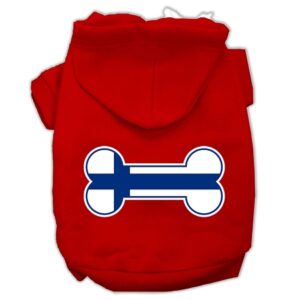 Bone Shaped Finland Flag Screen Print Pet Hoodies Red Xxxl(20)