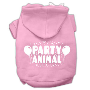 Party Animal Screen Print Pet Hoodies Light Pink Size Lg (14)