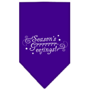 Seasons Greetings Screen Print Bandana Purple Large