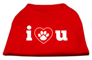 I Love U Screen Print Shirt Red  Sm