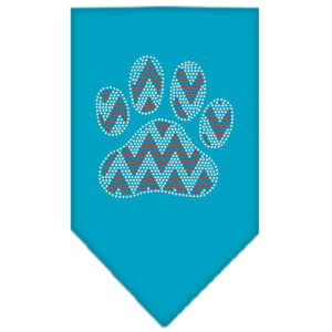 Candy Cane Chevron Paw Rhinestone Bandana Turquoise Small
