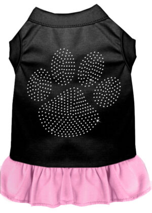 Rhinestone Clear Paw Dress Black With Light Pink Med