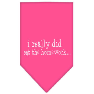 I Really Did Eat The Homework Screen Print Bandana Bright Pink Small