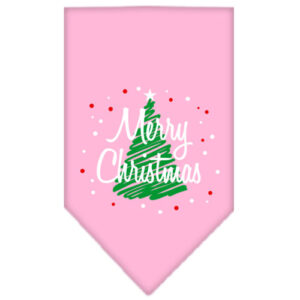 Scribble Merry Christmas Screen Print Bandana Light Pink Small